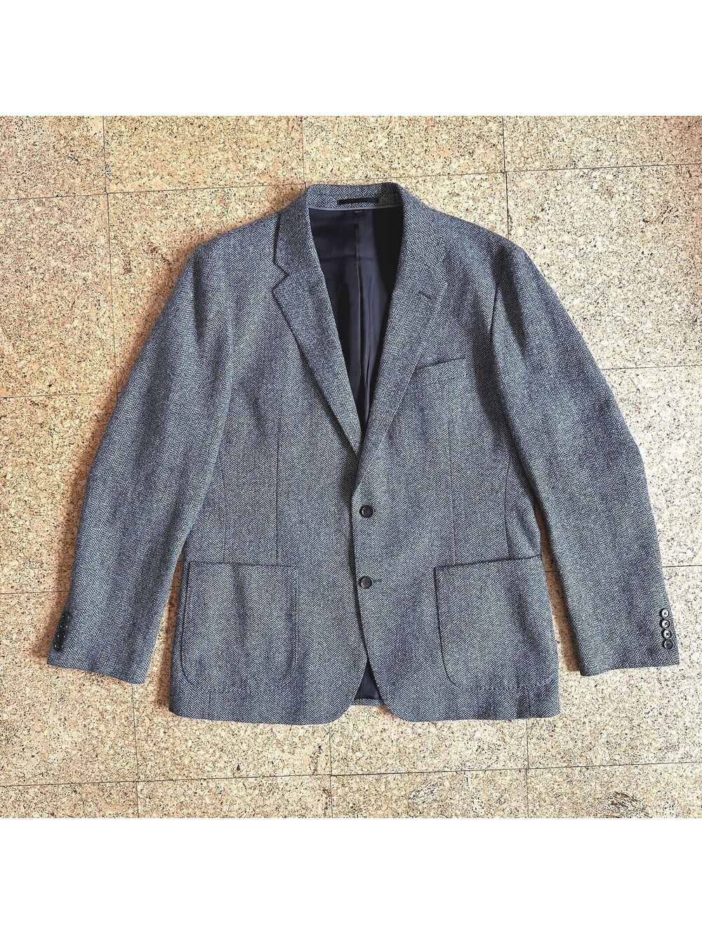J.Crew Ludlow Herringbone Wool Blend Blazer 44R Gray Black Unstructured Lined